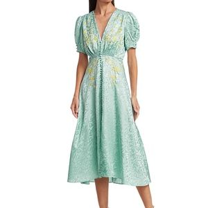 Saloni Lea Floral Silk Midi-Dress